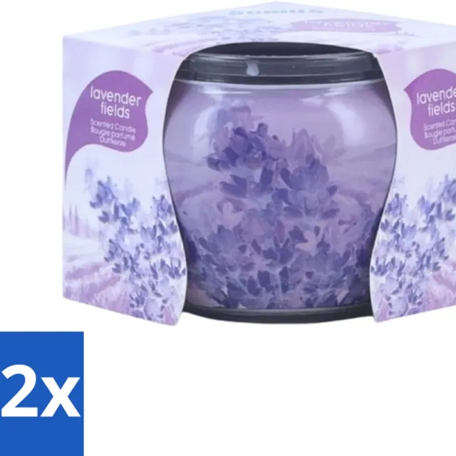 At Home 12 x At Home - Scents - Geurkaars - Lavender - 70 g - Geurkaars - Lavendel - Kalmerende Geur - Natuurlijke Kaars - Parabenenvrij Paars
