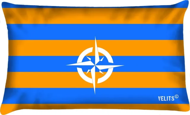 Velits outdoor Sierkussen - Buitenkussen Blanje Bleu Waterafstotend Bootkussen Streep Kompas - Multicolor - 60 Cm X 40 Cm oranje