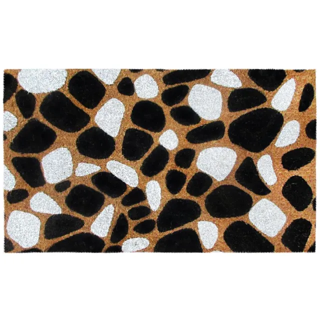 Ibenzoa Fraaie Deurmat van Kokosvezel 40 x 70 cm met Antislip Onderzijde voor Binnen en Buiten Kiezels