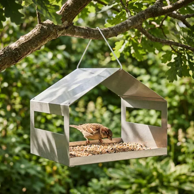 vidaXL Hangend vogelhuisje Roestvrij staal zilver