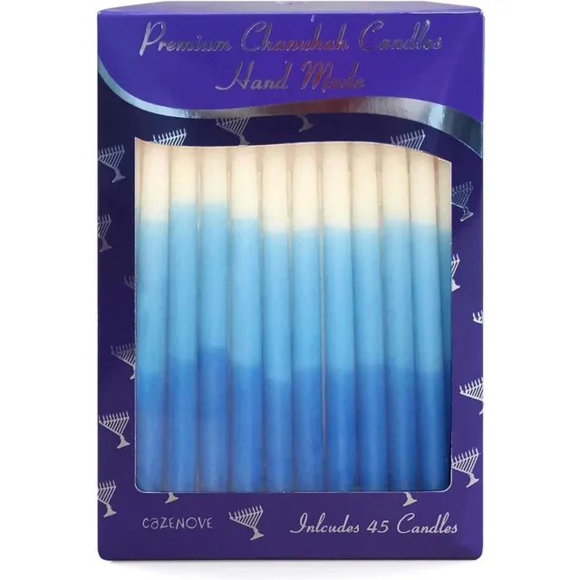 Cazenove Premium Hanukkah Candles, Blue & White Ombre, 45 Pack, 14cm
