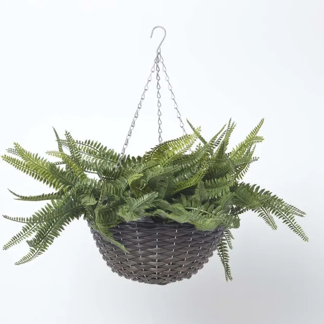 Homescapes Hangende kunstvaren Boston in een mand, 65 cm hoog Groen