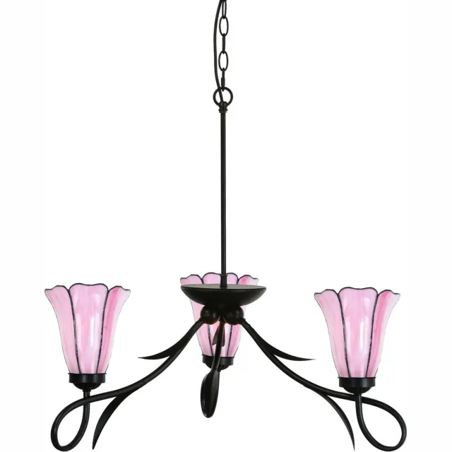 Coloured by Art 3 lichts Kroonluchter Lovely Liseron Pink - Art Deco Trade Roze