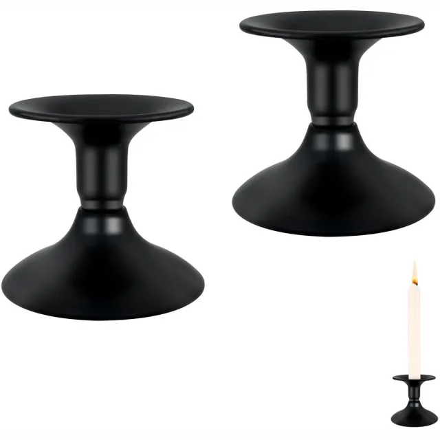 Ibenzoa Set van 2 stijlvolle metalen kandelaars voor kaarsen met elegant vintage ontwerp Zwart