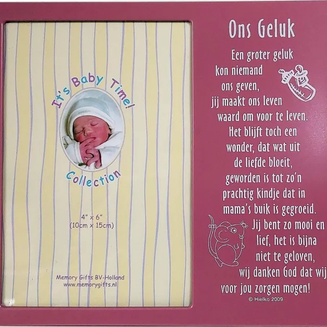It's Baby Time! Collection Fotolijst Ons Geluk - Baby Fotolijst - Christelijk Fotolijstje - kraamkado roze