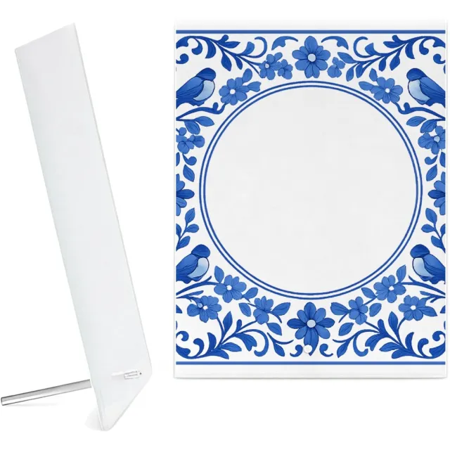 Mr Cadeautjes Glazen fotopaneel Een ronde botanische omlijsting rond een korte boodschap ove - 15 x 20 cm, staand - glas, decoratie, wanddecoratie | cadeau Wit