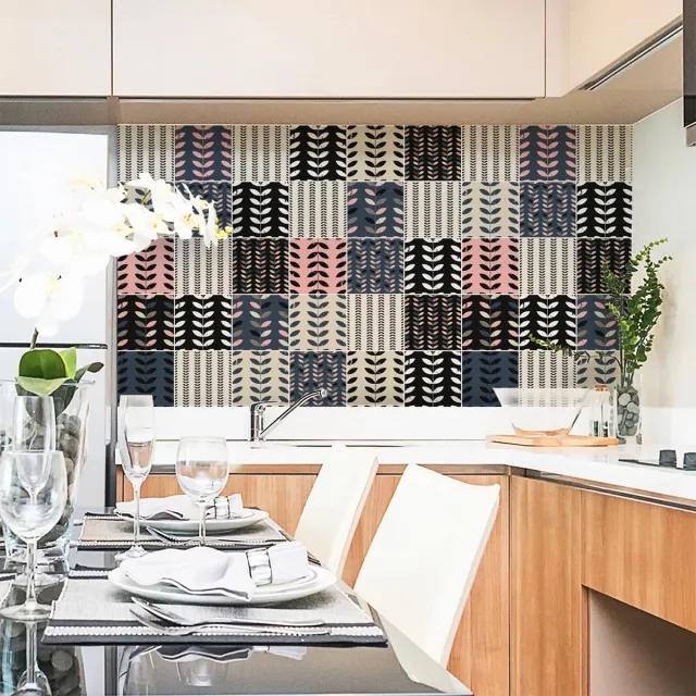 Ambiance Sticker Zelfklevende muurtegelstickers voor keuken en badkamer - 30 Scandinavische cementtegelstickers van Benedikte - 30 stickers, 20x20cm Multi color