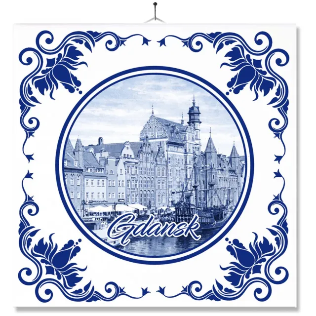 MC Living Tegel Met Opdruk | Gdansk | Delft Blauw | Cadeau | Inclusief Geschenkdoos | Standaard | Ophangsysteem Ontwerp 2