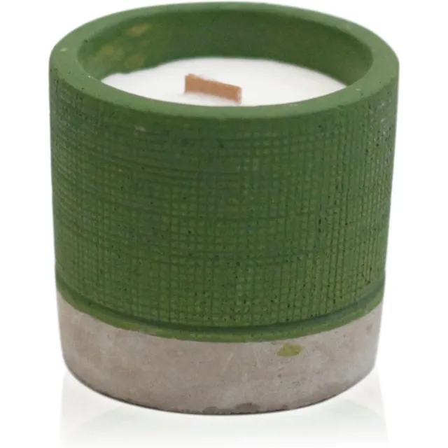 Ancient Wisdom Pot Concrete Soja Kaars - Groen - Zeemos & Kruiden - 3 stuks