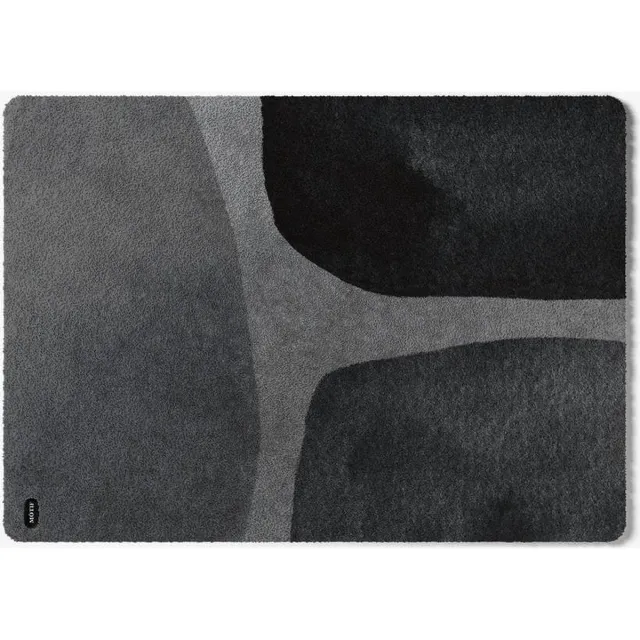 Mótif Artiste Noir - Zwarte wasbare deurmat met abstract patroon 85 cm x 115 cm - Deurmat binnen met print Zwart Artiste Noir