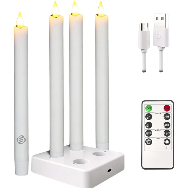 Equivera Oplaadbare LED Kaarsen - Elektrische Kaarsen - Oplaadbare Waxinelichtjes - Realistische Kaarsen - Kerstverlichting - Veilig en Duurzaam White