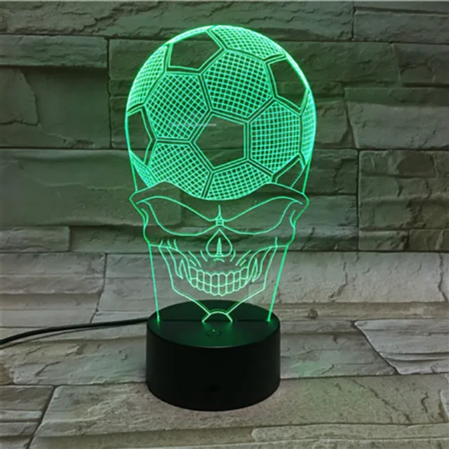 MC Living 3D Led Lamp Met Gravering - RGB 7 Kleuren - Skelet Voetbal