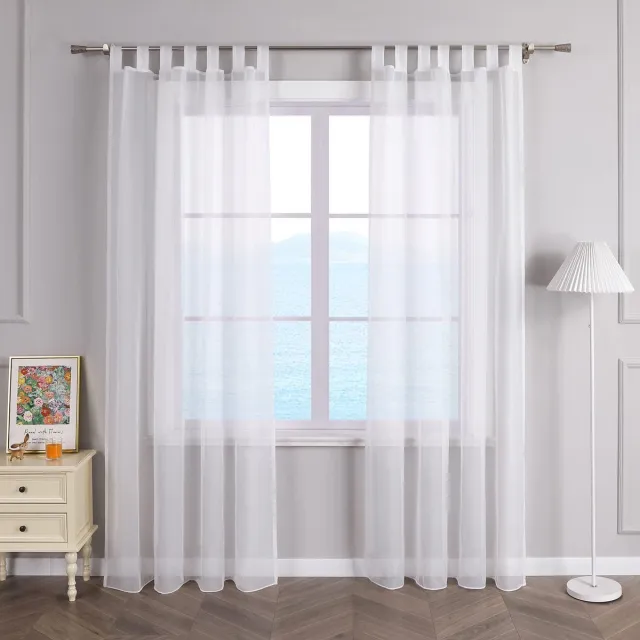 Unyqoos Transparante voile vitrage met lussen voor sfeervolle raamdecoratie wit