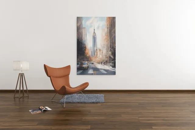 Trendex Global Canvas Schilderij - New York - Abstract - Stad - 90x60x2 cm Bruin