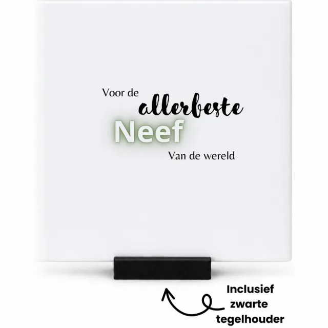 Hacebo voor de allerbeste neef van de wereld tegeltje met tegelhouder - de beste neef - tegeltjes met tekst - verjaardagscadeau - verjaardag - cadeau - cadeautje voor neef - neef artikelen - kado - geschenk - gift - spreuktegels - 10.8x10.8 CM Wit