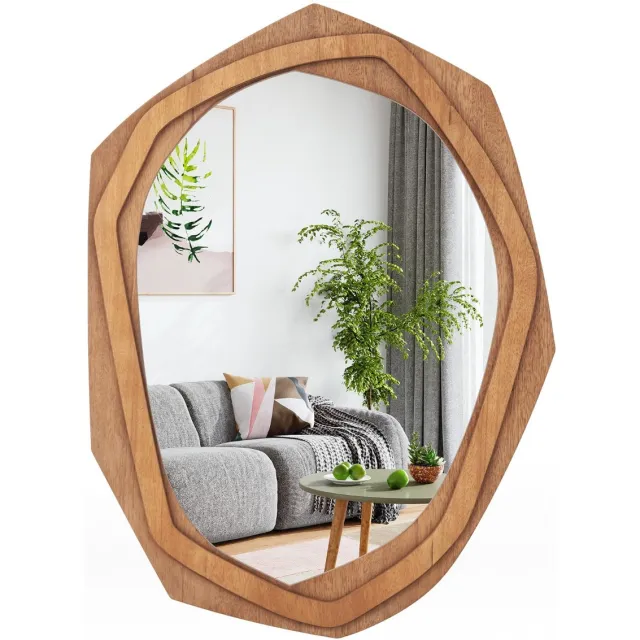 Suredeal Wandspiegel - Decoratieve Spiegel - Onregelmatige Lijst Grote - Uitzetschroef Inkomhal Badkamer - 89,5x66 cm - Naturel