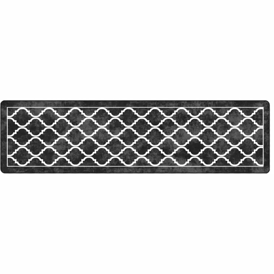 vidaXL Vloerkleed wasbaar 80x300 cm zwart en wit