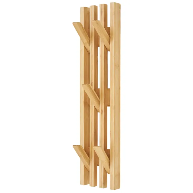 Artichok Rijk bamboe houten wandkapstok naturel - 60 x 14 cm Bruin