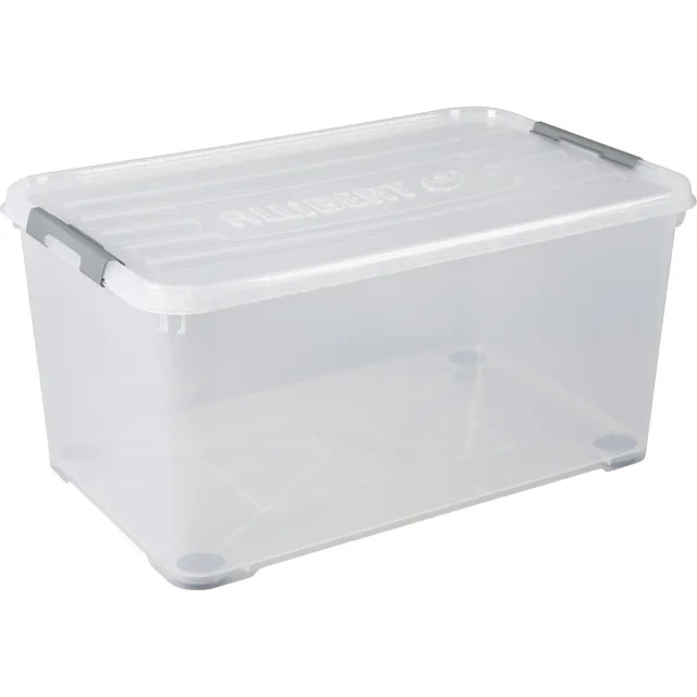 Curver Handy+ Opbergbox - 115 liter - deksel en wieltjes - transparant