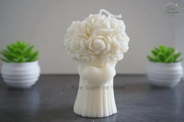 Pure Supreme Store Decoratie kaars liefdesboeket | Handgemaakt | Valentijnsdag Wit