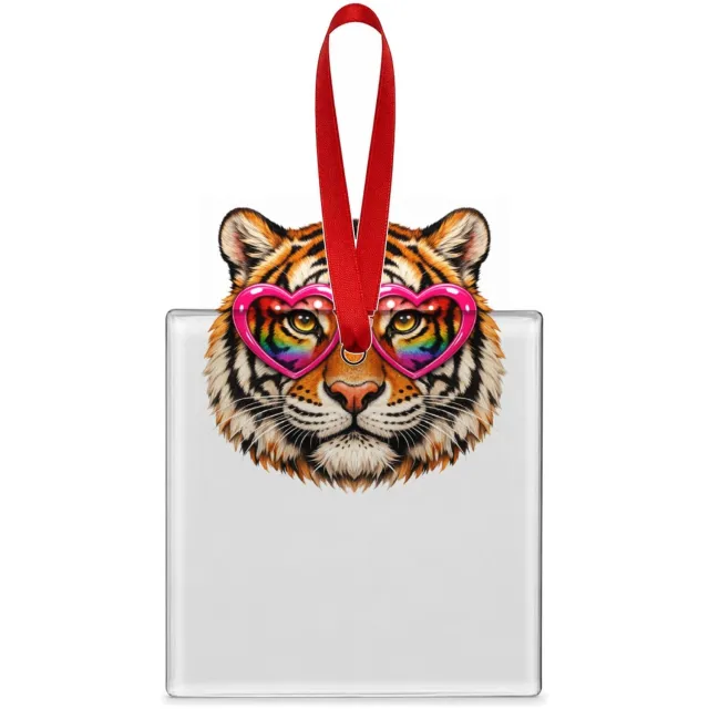 Mr Cadeautjes Glazen tegel vierkant 7,6 cm - design Een expressief dierengezicht met een speelse, zelfverzekerde | cadeau Wit