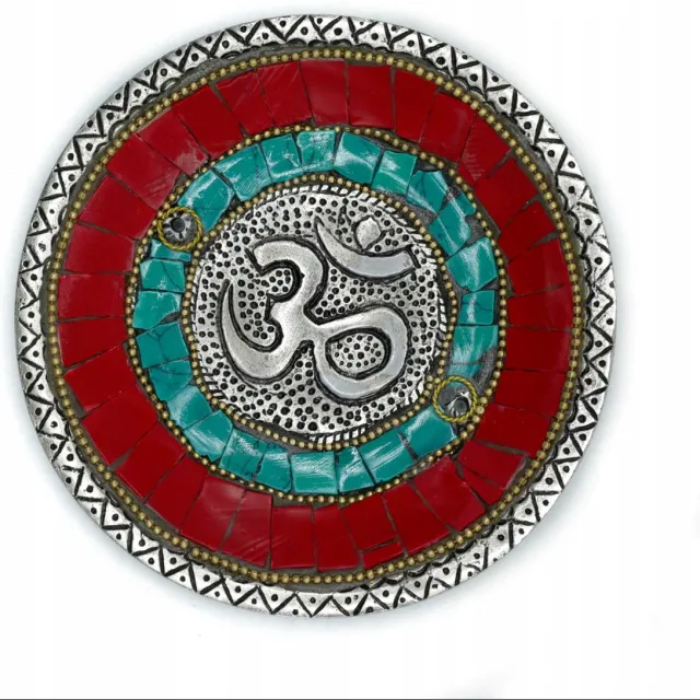 Ancient Wisdom Tibetaanse wierookhouder met Om-symbool, metaal, 11cm multicolor