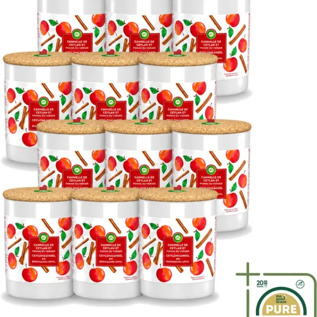 Air Wick 12 x Air Wick - Geurkaars - Kaneel & Boomgaard Appel - 35 Uur Brandduur - Wasstrips - Geurkaars - Kaneel - Boomgaard Appel - Warme Geur - Frisse Geur Rood