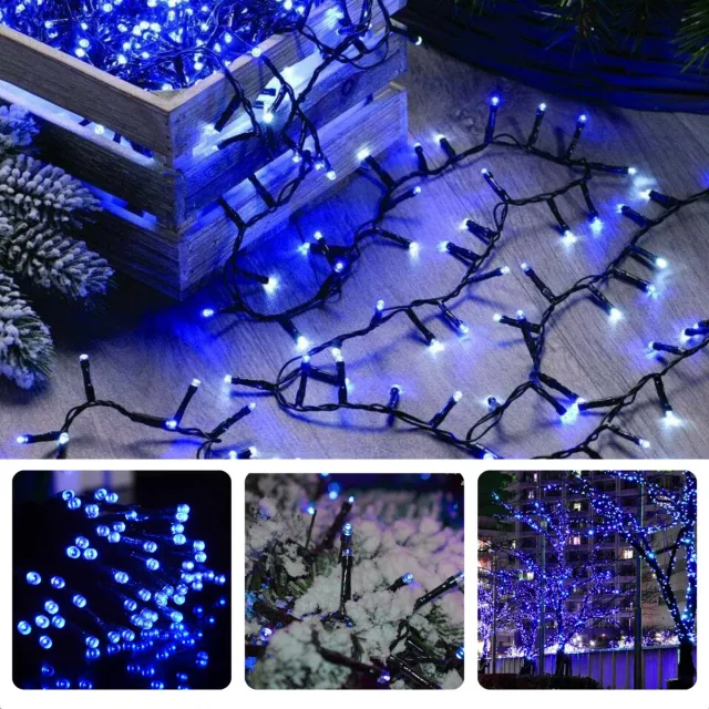 Cheqo Kerstverlichting - Kerstboomverlichting - Kerstlampjes - Sfeerverlichting - LED Verlichting - Voor Binnen en Buiten - Tuinverlichting - Feestverlichting - Lichtsnoer - 320 LED's - 24M - Timer - 8 Lichtfuncties - Geheugen - Blauw