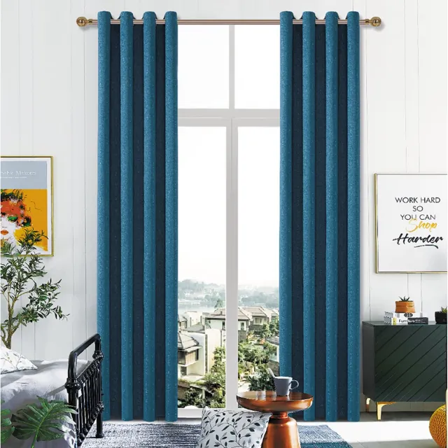 SB Line Kant en klaar Gordijn - Verduisterend - Met ringen - 140x260 cm - Blauw