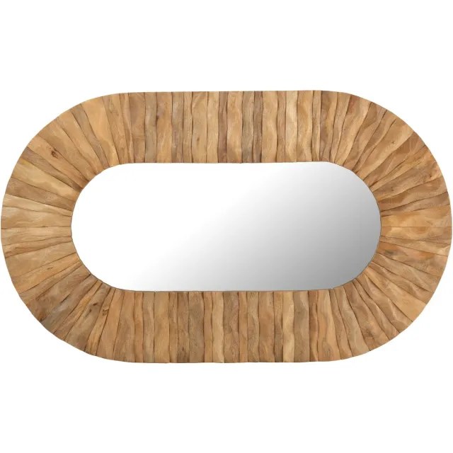 J-Line spiegel Curve Ovaal - hout - naturel