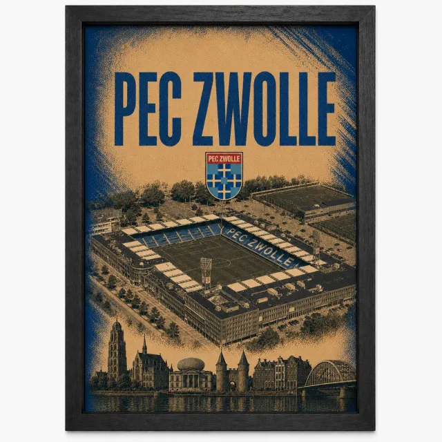 Joshimo PEC Zwolle retro poster | Voetbal vintage art print | Inclusief Zwarte A4 Lijst