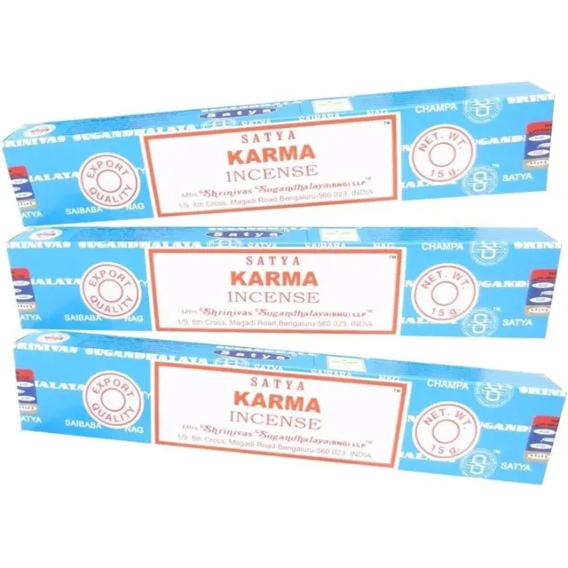 HEM Satya Nag Champa wierook stokjes - Karma - 3x pakje van 12 stuks - 15 gram Multi