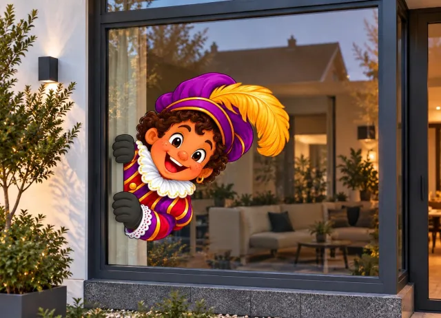 De Stickerman Sinterklaas Raamsticker 75cm Breed Herbruikbaar Weerbestendig (V29) Multi