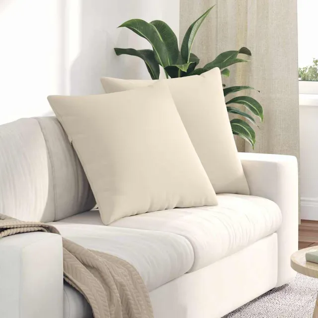 vidaXL Sofa Kussens 2 st Microvezel Stof Beige 80 x 80 cm