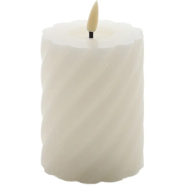 Mansion Atmosphere swirl led kaars ivoor 10x7,5cm v2 Wit