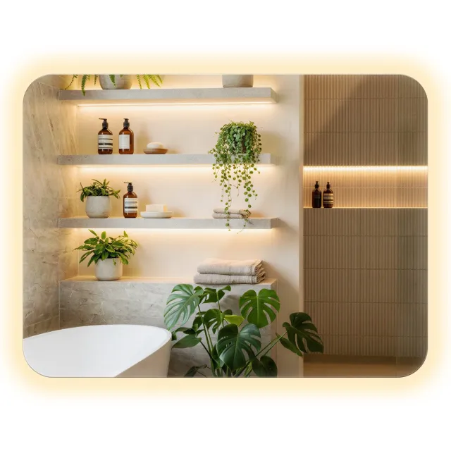 Coloray LED Spiegel - Elegante Rechthoekige Spiegel - 60 x 80 cm - LED Badkamerspiegel - Spiegel met Verlichting - Warm Wit 3000K - Wandspiegel LED - Moderne Spiegel