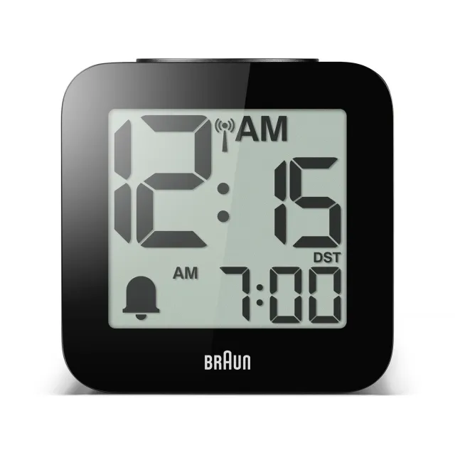 Braun BC25BP-DCF - Wekker - Digitaal - Sprekende klok - Afgerond vierkant - Radiogestuurde tijdsaanduiding - Alarm - Snooze - Crescendo - LCD-Scherm - Licht - Zwart
