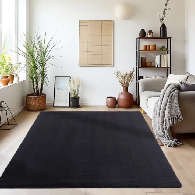 TapisTrend Designer tapijt Zwart 120x170 cm Binnenkleed, voor de woonkamer, duurzaam en slijtvast, platgeweven, natuurlijke uitstraling