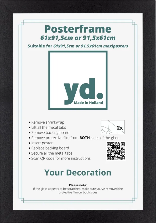 yd. Your Decoration - Posterlijst 61x91,5 cm - MDF - Zwart Mat - Parma