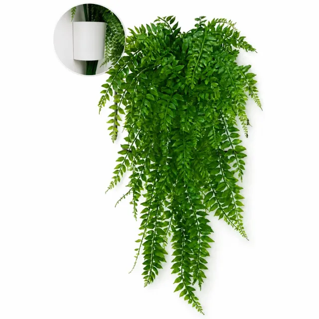 CASA VERDE Hangvaren-inclusief muurbevestiging-2 stuks-Kunst hangplanten-75 cm-nepplanten-klimopslinger-voor binnen en buiten Groen 2 stuks