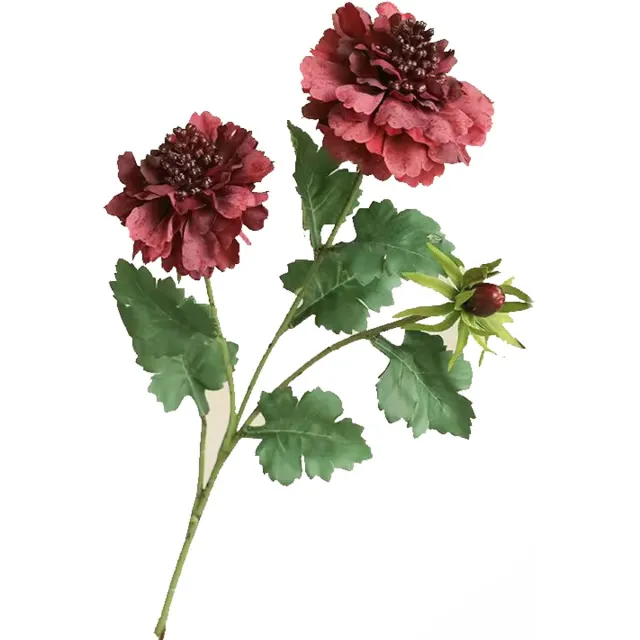 Globalgiftshop Steelbloem / kunstbloem Dahlia 49 cm 3 knoppen wijnrood