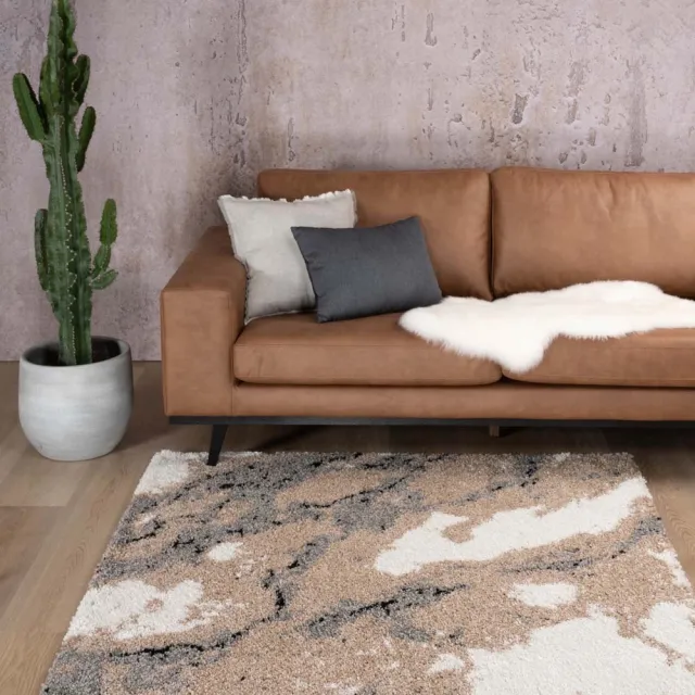 Boho&me Vierkant vloerkleed marmer - Marble Artisan beige 140x140