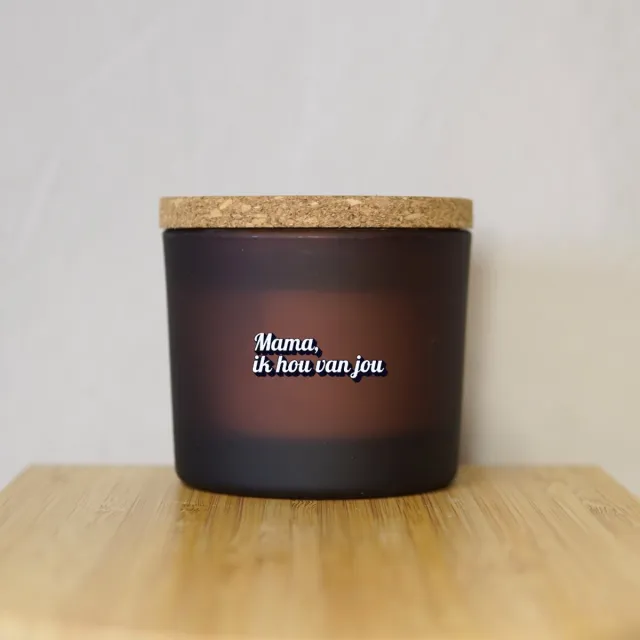 Winsa Cadeaus Bolsius Geurkaars Mama ik hou van je - Oriental Softness - Bruin Glas - Cadeau Mama - Moederdag - Moederdag Cadeautje - Moederdag Cadeau voor Mama Beige