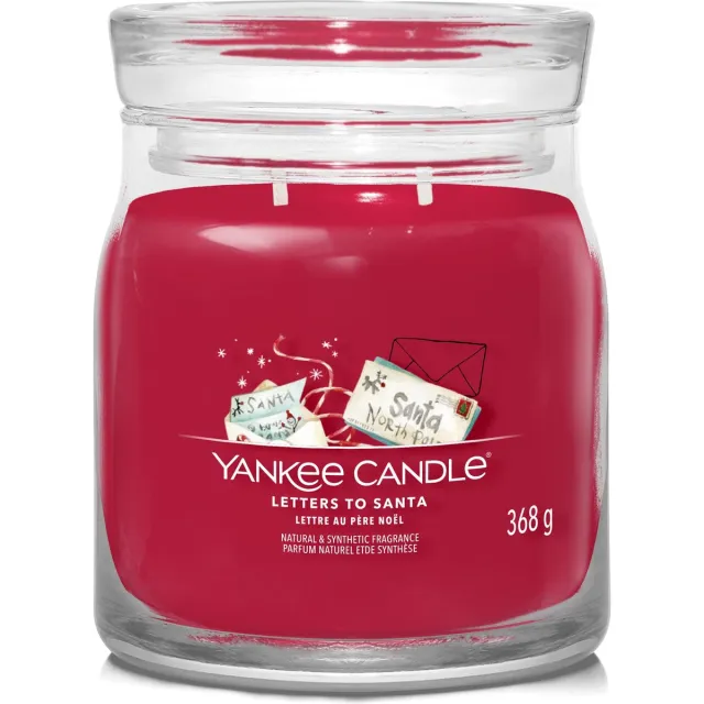 Yankee Candle Letters To Santa Medium Geurkaars - 50 branduren - 2 lonten Rood