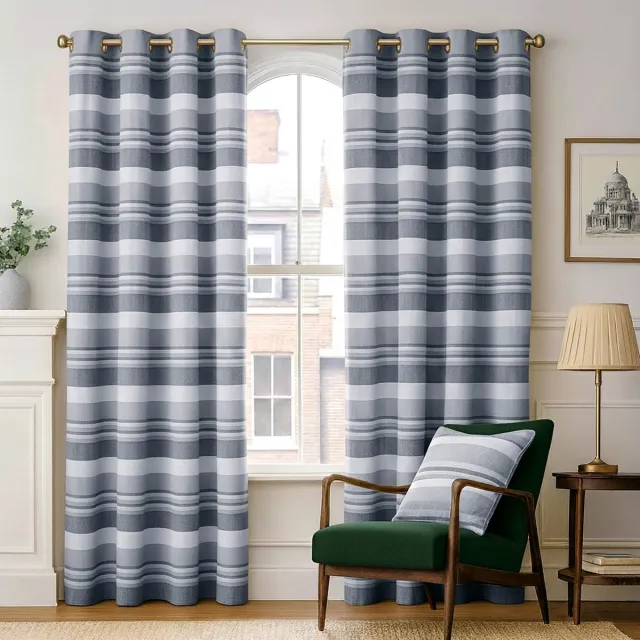 Homescapes gordijnen met oogjes Marokko monochroom in een set van 2, 228 x 167 cm Zwart-Wit