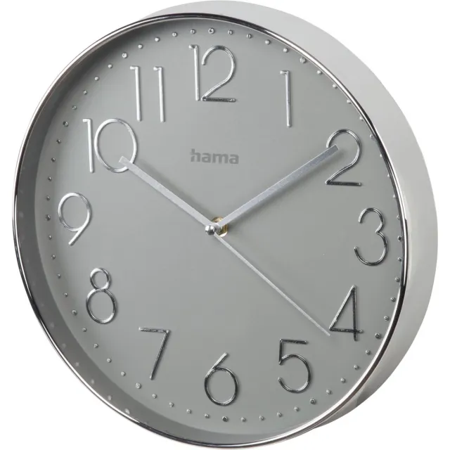 Hama Wandklok "Elegance", Ø 30 cm, geluidsarm, zilver/grijs