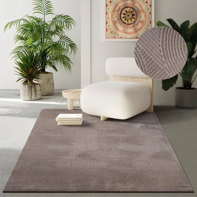 the carpet Rio – Modern & onderhoudsvriendelijk laagpolig vloerkleed met 3D-reliëf, zachte touch & antislip rug – geschikt voor woonkamer, slaapkamer of hal – beige, 300 x 400 cm