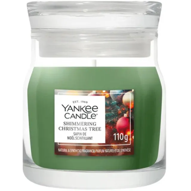Yankee Candle Shimmering Christmas Tree Small Jar Geurkaars - tot 30 branduren Groen