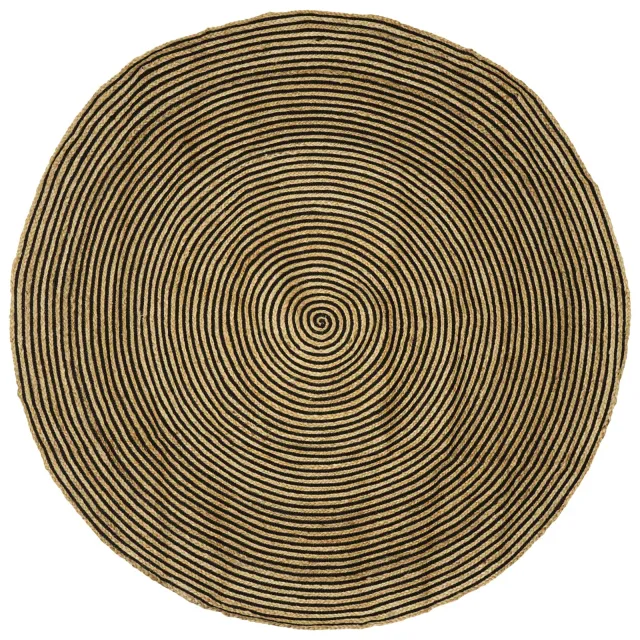 vidaXL Gebied Tapijt Zwart Ø 210 cm Jute