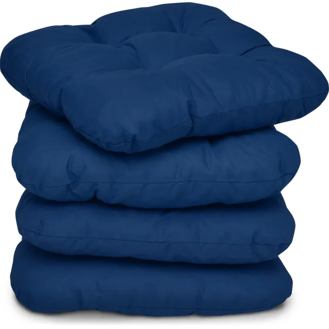 Beautissu Lisa - Zitkussen Set voor Eetkamer en Tuin - Set van 4 - 40x40x8 cm - Bruin - Dikke comfortabele vulling blauw